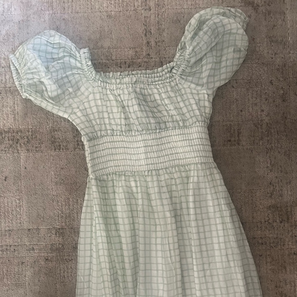 MINKPINK Women’s Light Green Check Oxley Midi Dress - Picture 7 of 12